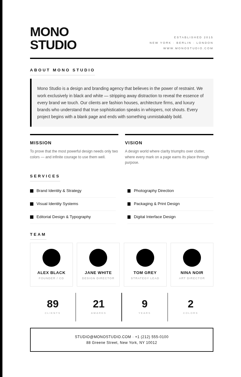 Monochrome stark company profile